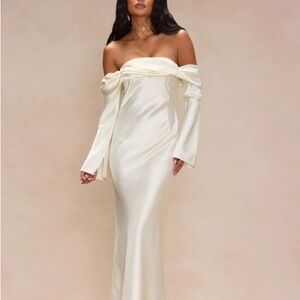 NWT Amandine Satin Maxi Dress - Cream